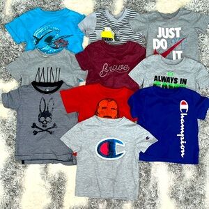 BUNDLE OF 10 Toddler Boys Short Sleeve Graphic Tee Shirts